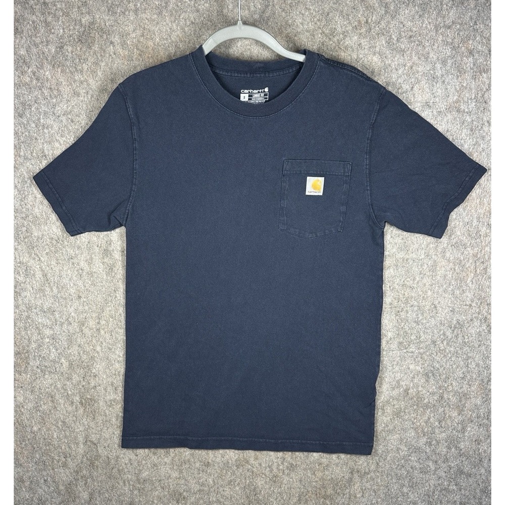 Carhartt K87 Pocket T Shirt Mens Small Navy Blue Loose Fit Workwear Tee